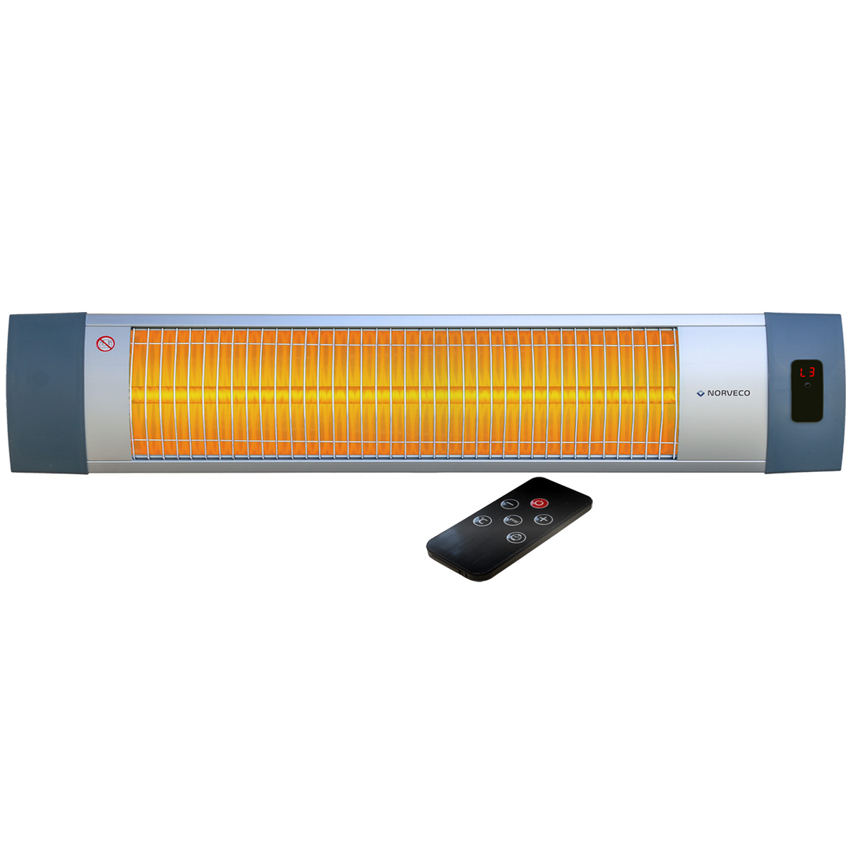 NORVECO, STAR Patioheater voor wand- of wandmontage 1800W met voet, afstandsbediening, IP44