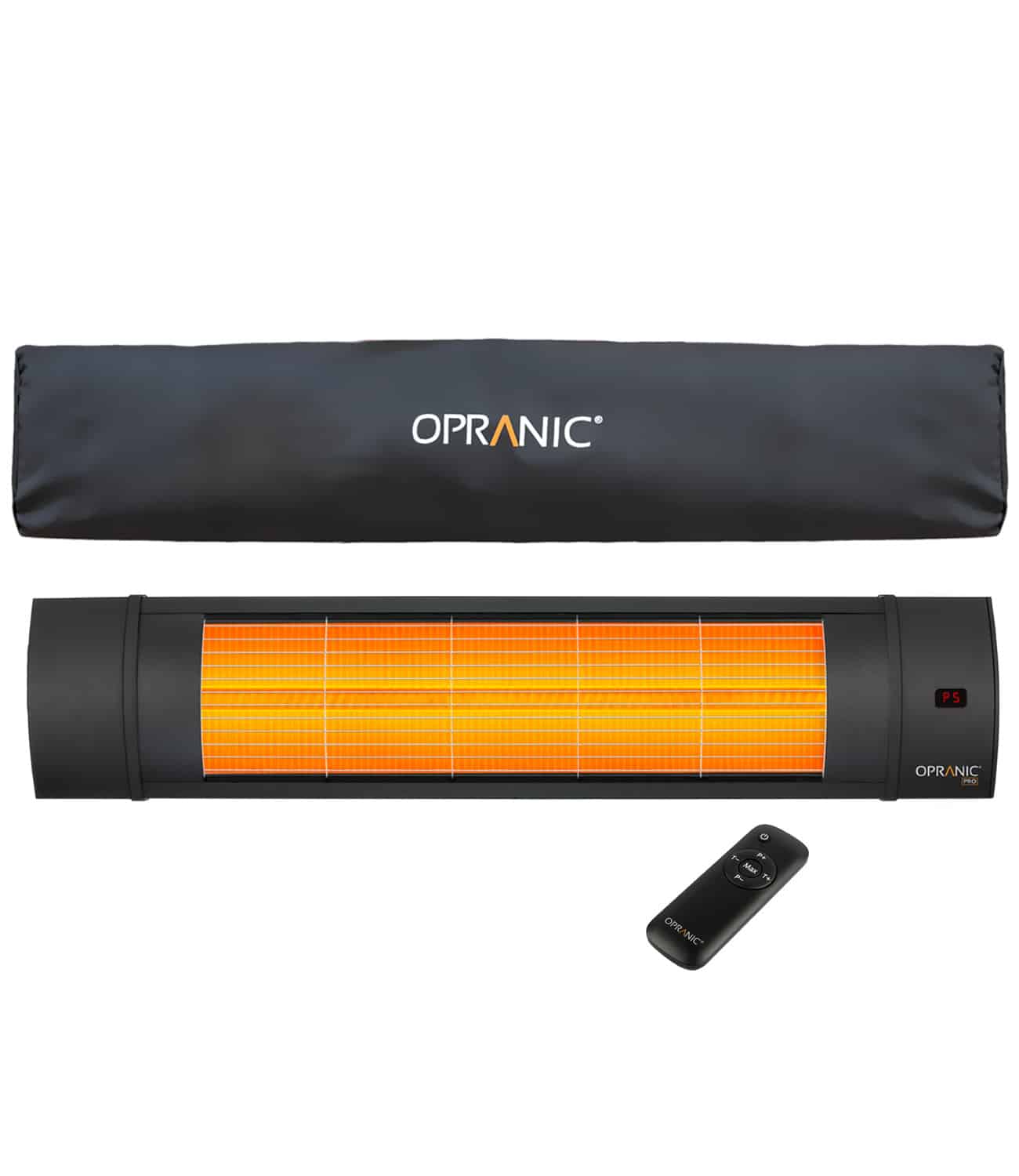 OPRANIC PRO V70, Wall Patio Heater 2300W, IR-X, IP65, Remote, Timer, Black with Cover