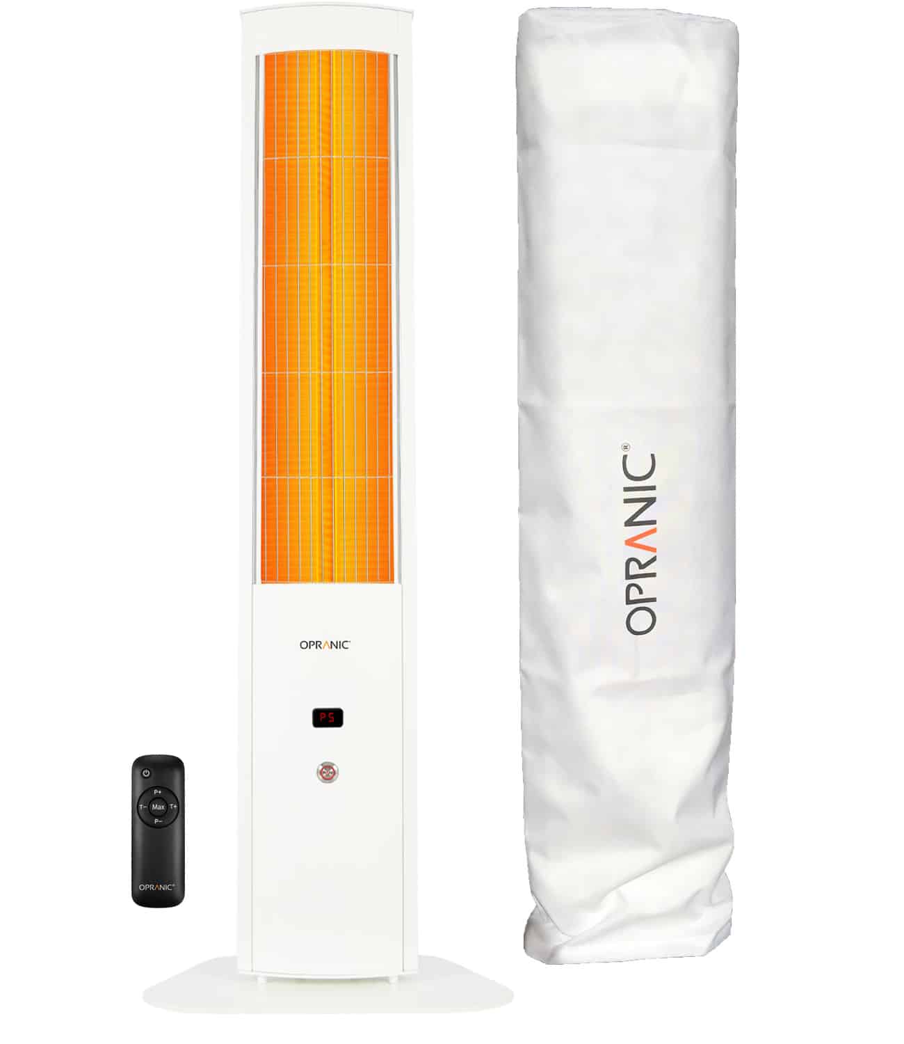 OPRANIC THOR S70R Portable Patio Heater 2300W, IR-X Carbon Black, IP65, Remote, Timer, Cloud White, Cover