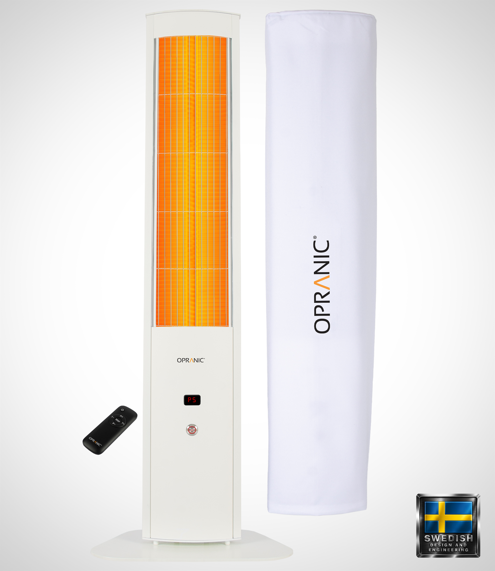 OPRANIC THOR S70R Portabel terrassvärmare 2300W, IR-X Carbon Black, IP65, fjärrkontroll, timer