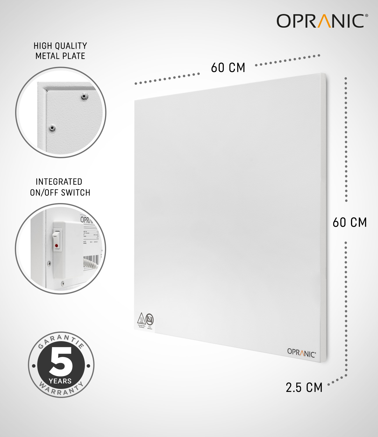 OPRANIC P5 Infravärmepanel för metall 300W – 900W