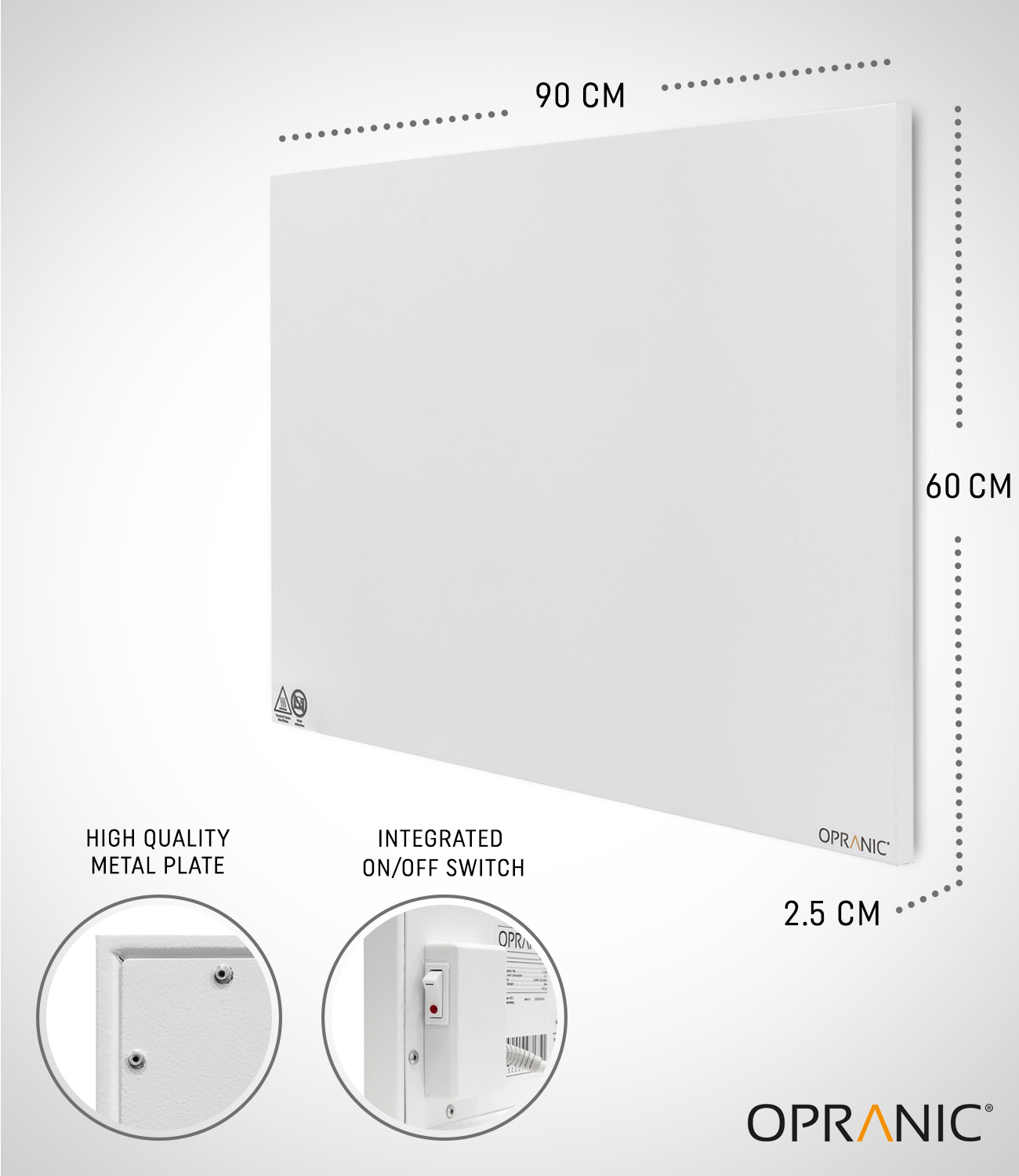 OPRANIC P5 Infravärmepanel för metall 300W – 900W