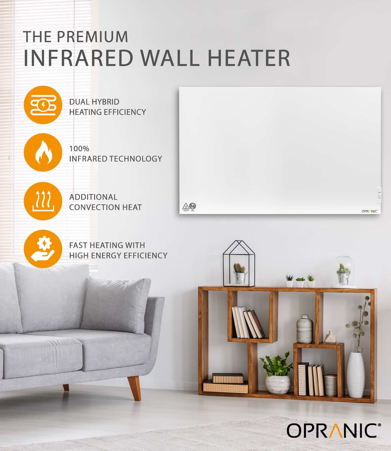 Opranic Hybrid P6 heater easy wall mounting