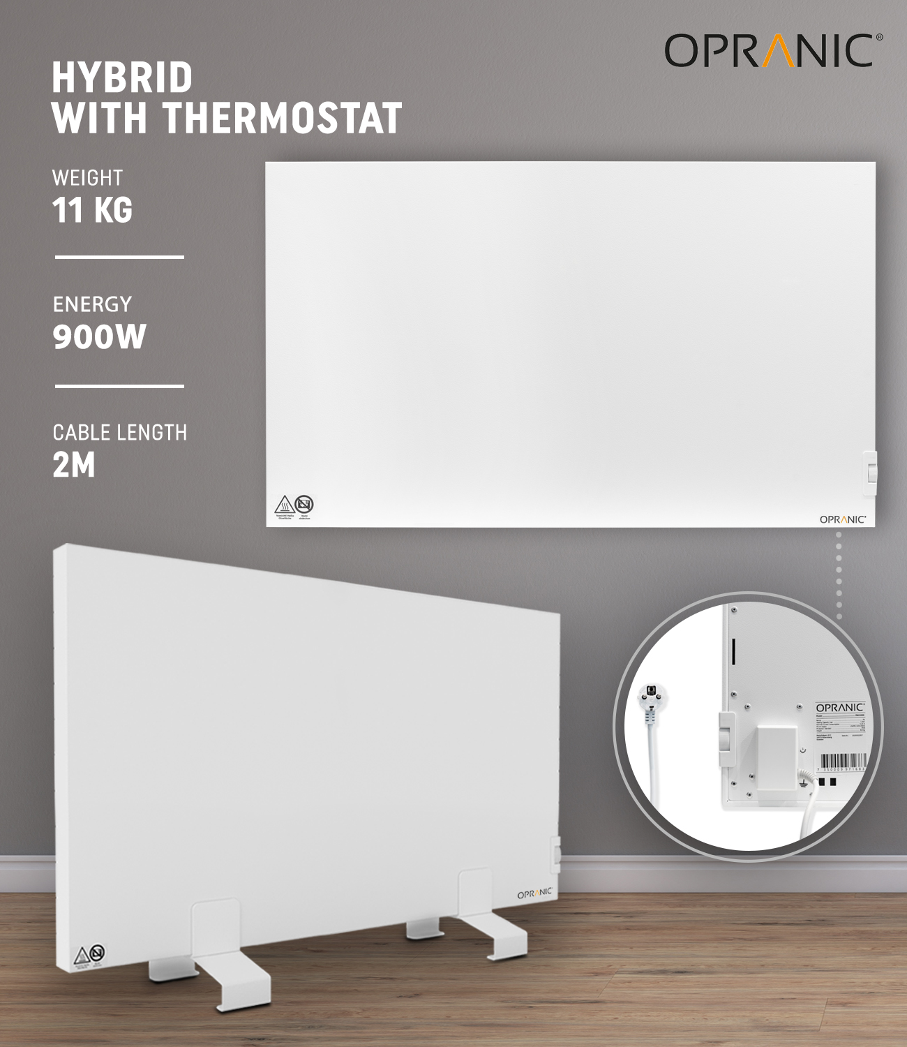 OPRANIC P6 Hybrid Infrared Panel Heater 550W – 900W