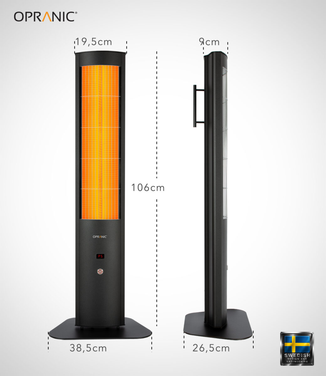 Afmetingen van Opranic Thor S70 infrarood buitenverwarming