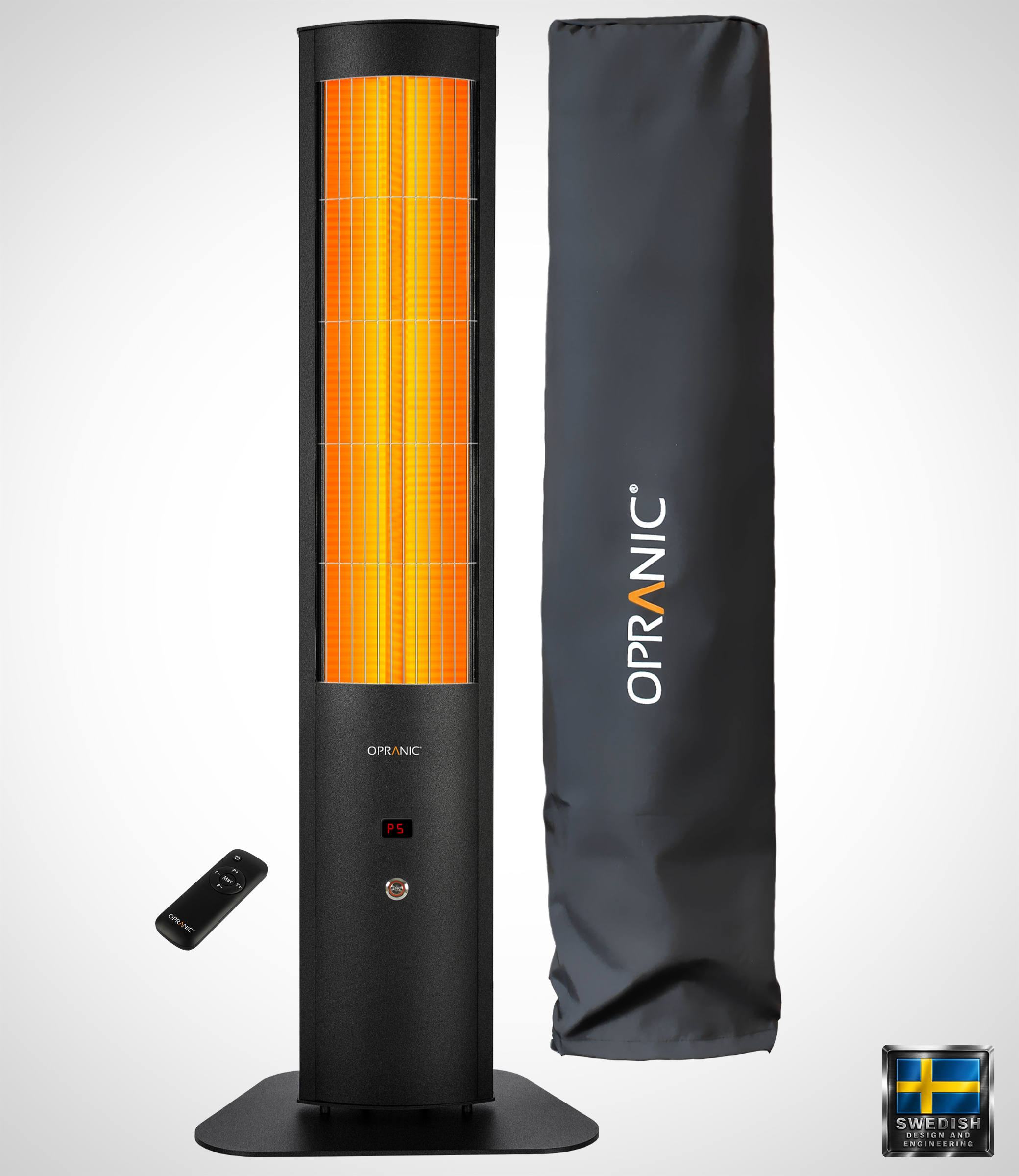 OPRANIC THOR S70R Tragbarer Terrassenheizer 2300W, IR-X Carbon Black, IP65, Fernbedienung, Timer