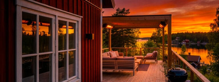 Infravärmare utomhus på terrass