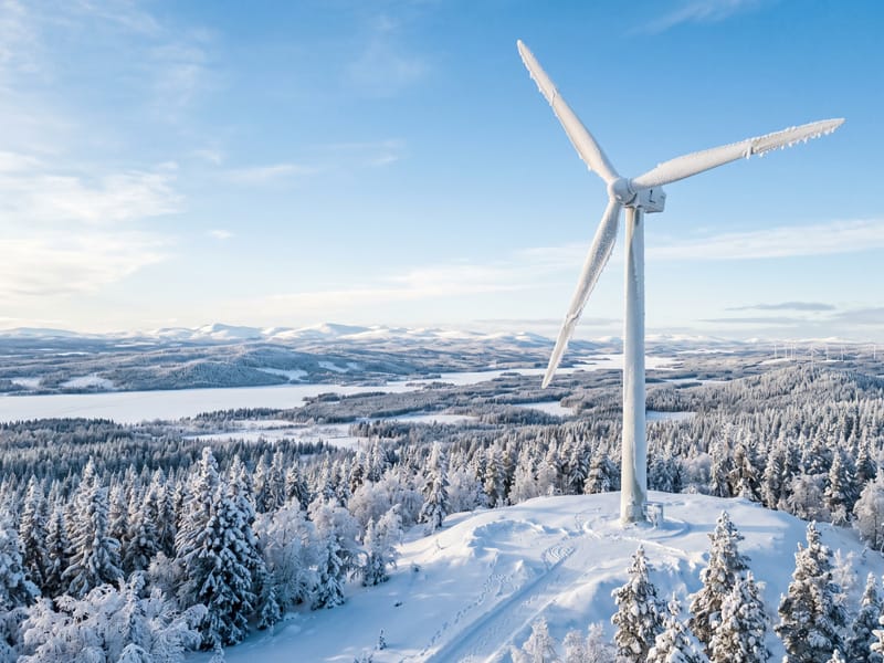 Klimatkammare vid Arctic Falls i Piteå under LTU och Vattenfalls studie om infraröd avisning av vindkraftblad, 2019